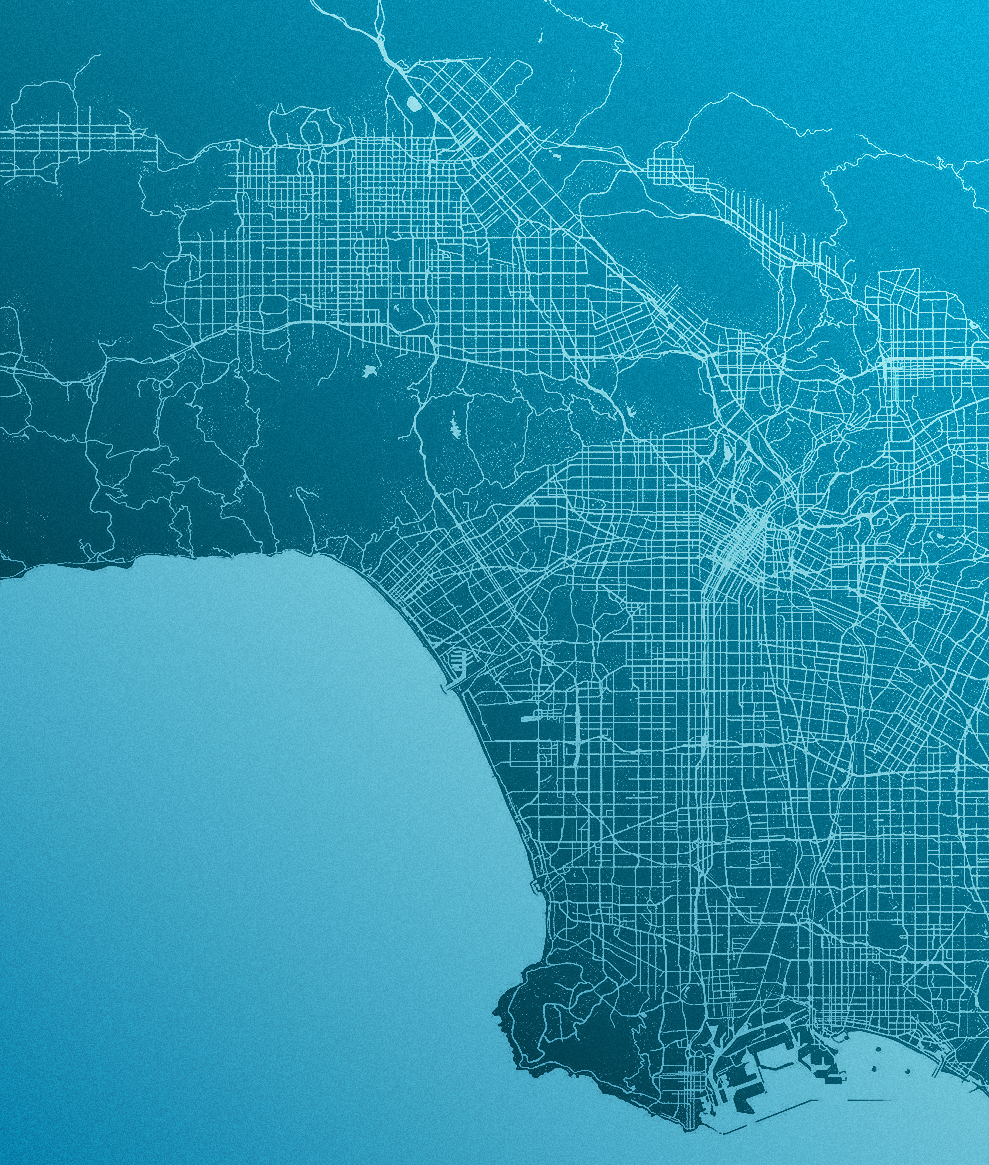 A custom service-area map of the Greater Los Angeles region was           created in the brand's blue accent palette, used in the 'Who We Serve'           section to instantly communicate coverage to homeowners, HVAC           contractors, builders, and developers.