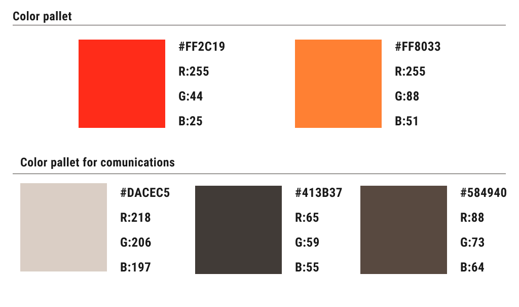 The color palette was selected to transmit energy but also an idea of industrial reliability.