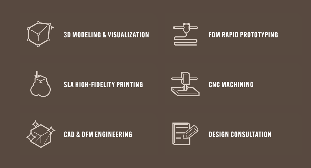 We made custom icons for the different areas that the company covers.